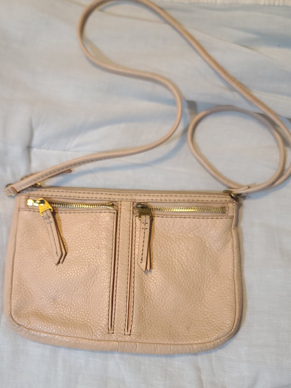 Fossil Pink Pebbled Leather Purse Shoulder Bag